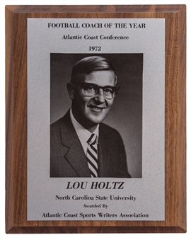 1972 Lou Holtz Atlantic Coast Conference Coach of the Year Presented By The Atlantic Coast Sports Writers Association (Holtz LOA)